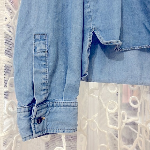 ZARA BASIC Denim Buttoned Blouse - Picture 4 of 6